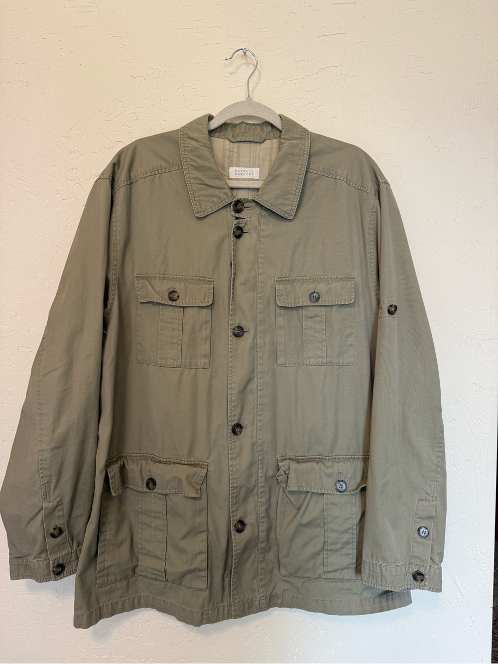 Vintage Men's XL Khaki Olive Field Safari Jacket - Lightweight Utility Coat